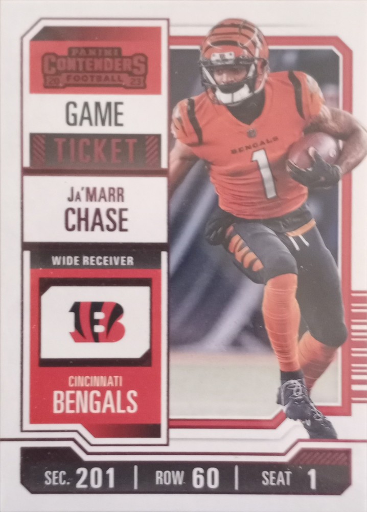 2023 Panini Contenders #21 Ja'Marr Chase Red Game Ticket