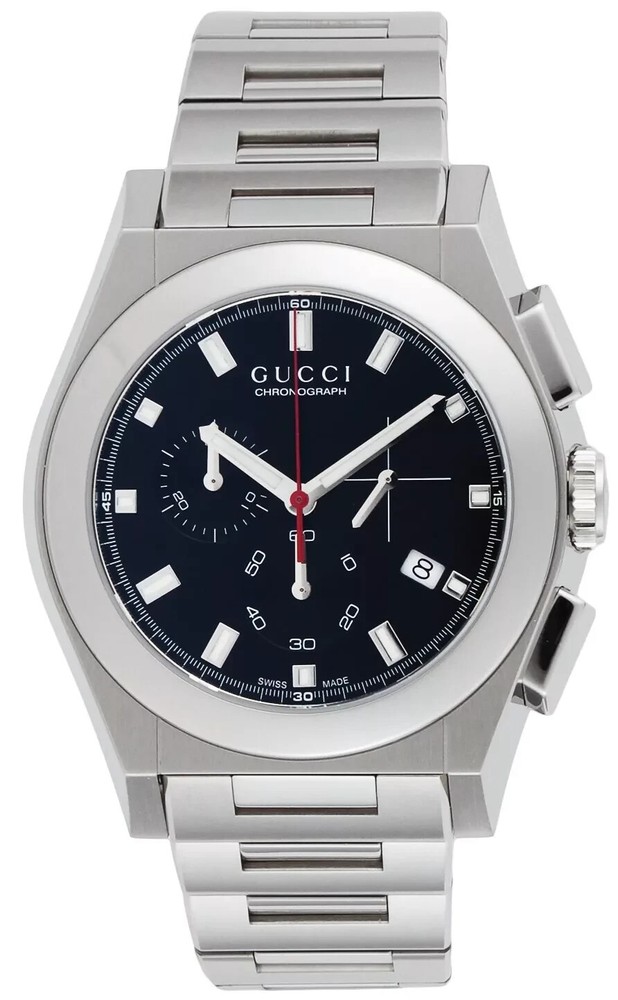 Gucci Pantheon Mens Chronograph Stainless Steel Watch YA115235 MSRP $1850