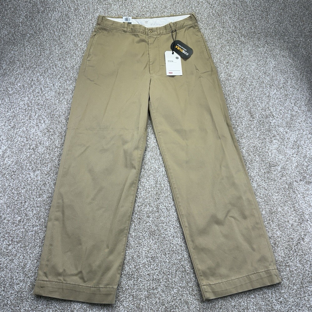 NEW Levis Loose Chino Strong Pants Mens Size 34x32 (Actual 33x31) Beige Wide Leg