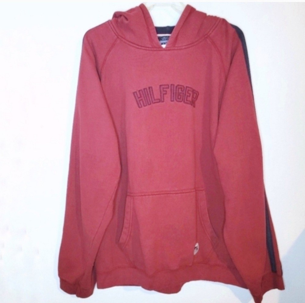Y2K Tommy Hilfiger Red Logo Hoodie Men's XL Vintage 2003 Pullover