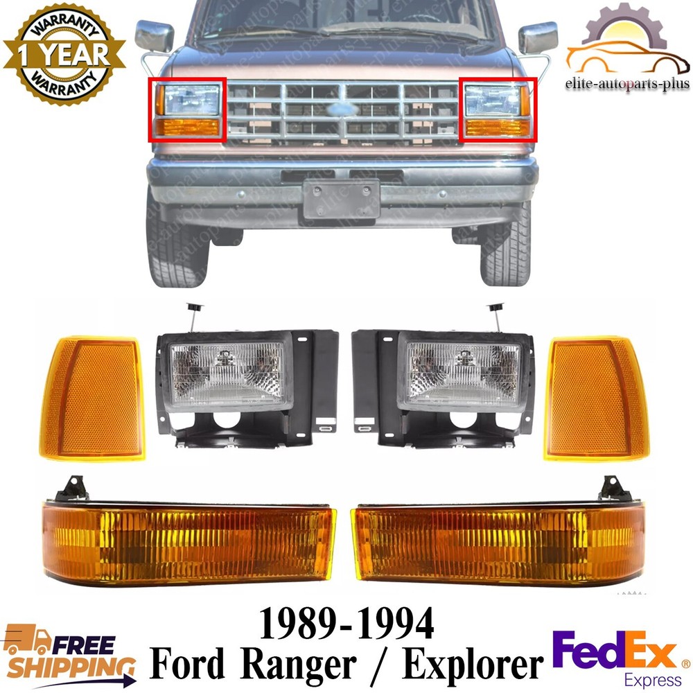1989-1994 Ford Ranger Explorer Headlight Assembly with Corner Signal Lights