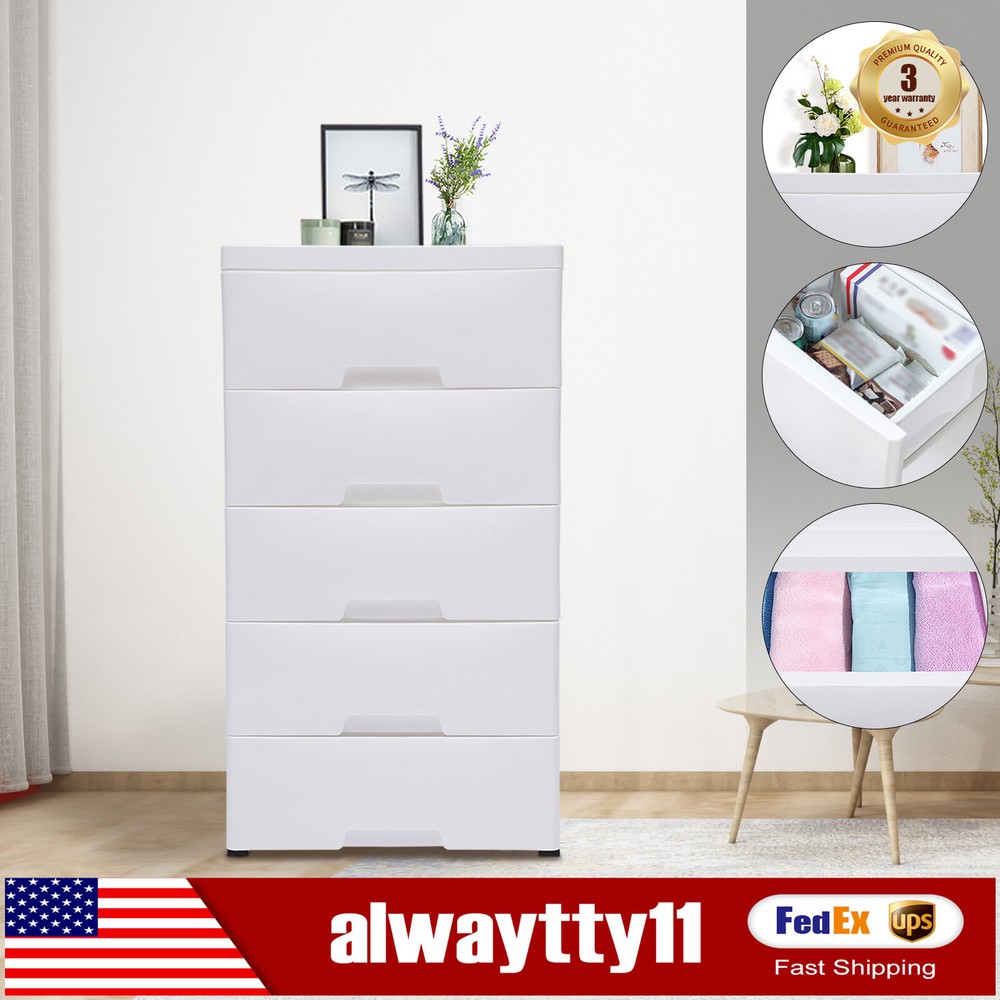 5 Drawers Plastic Storage Cabinet Detachable Drawer Tower Case Clothes Organizer