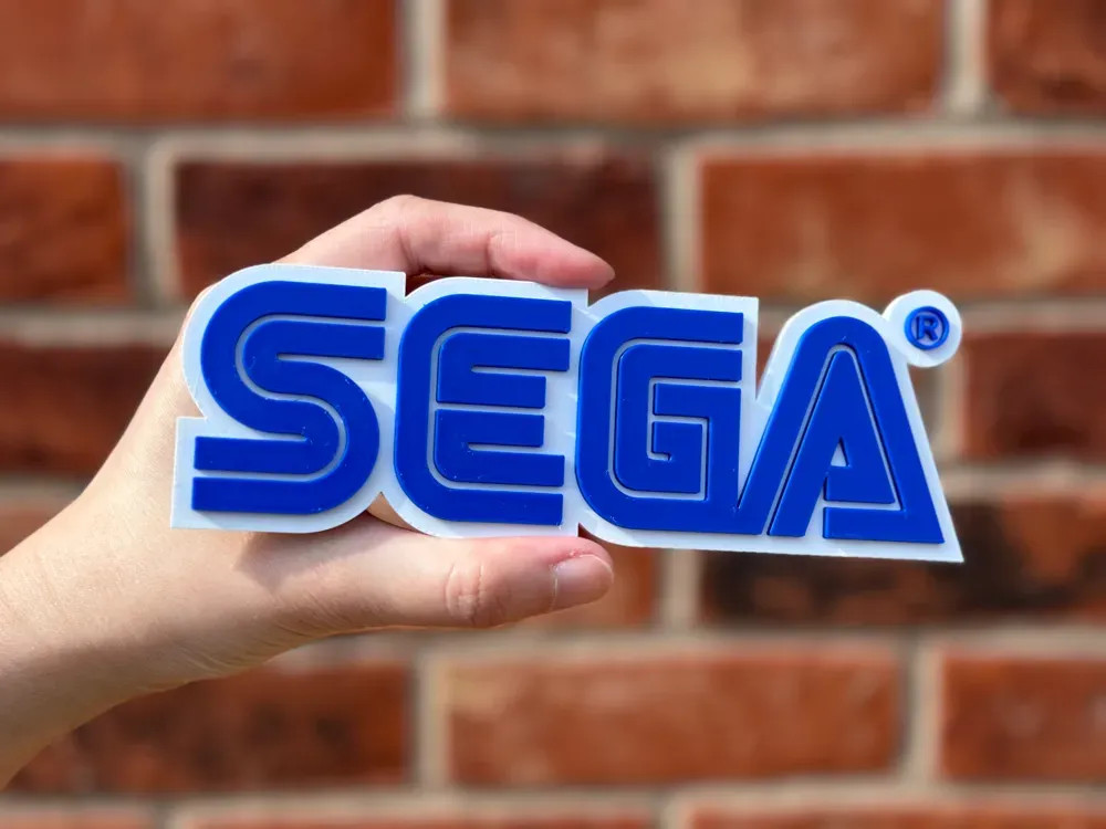 Sega Logo Sign Classic Retro Video Game Room Decor Blue White Collectible