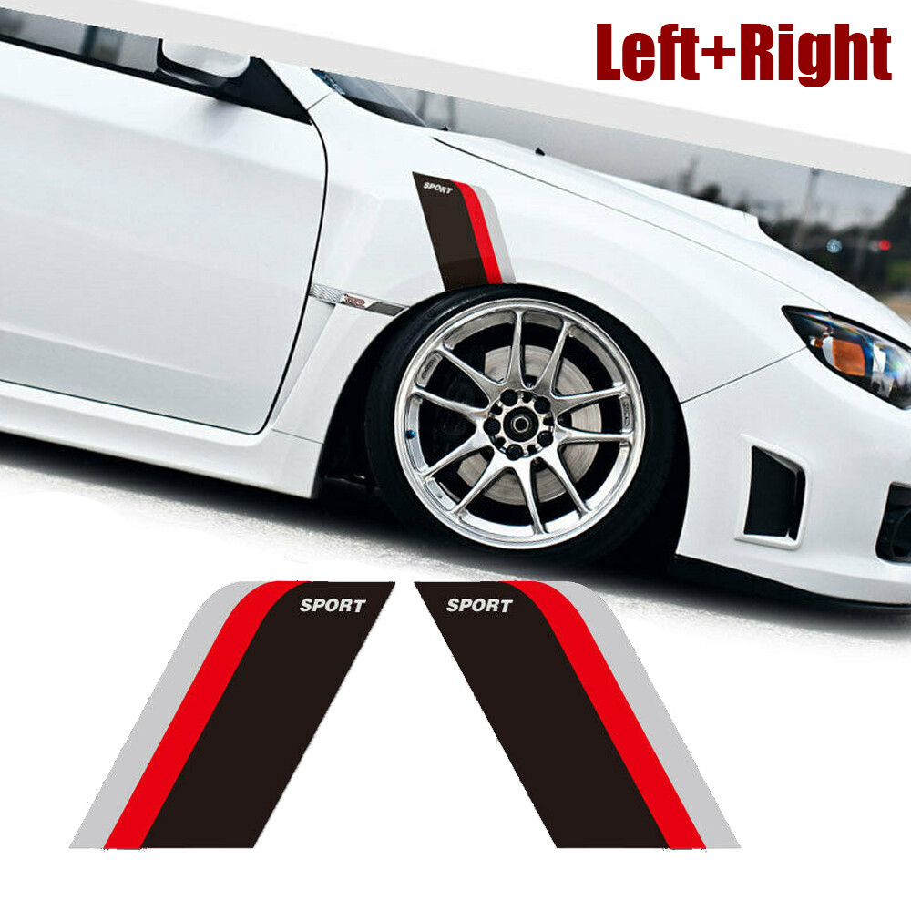 2x Left+Right Sport Racing Sticker Car Door Fender Graphic Decal Car Accessories