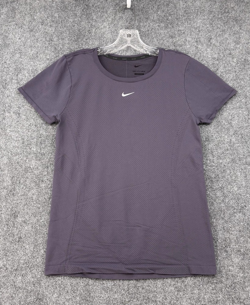 Nike Dri Fit ADV Slim Fit Women’s L Purple Short Sleeve Shirt Athletic Running
