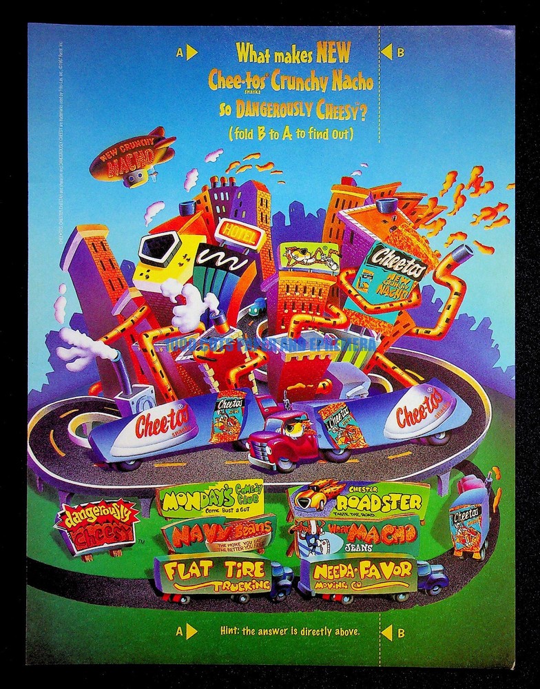 Cheetos Cheese Snacks Frito-Lay 1997 Trade Print Magazine Ad Poster ADVERT