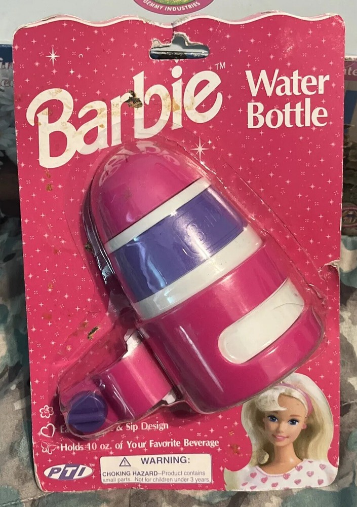 Vtg 1996 Barbie Water Bottle Pink/Purple New Sealed Rare Htf 10oz Mattel
