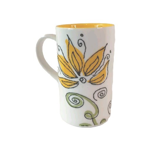 Starbucks Yellow Sunflower Mug 2006 Coffee Cup 12 Oz Excellent Condition