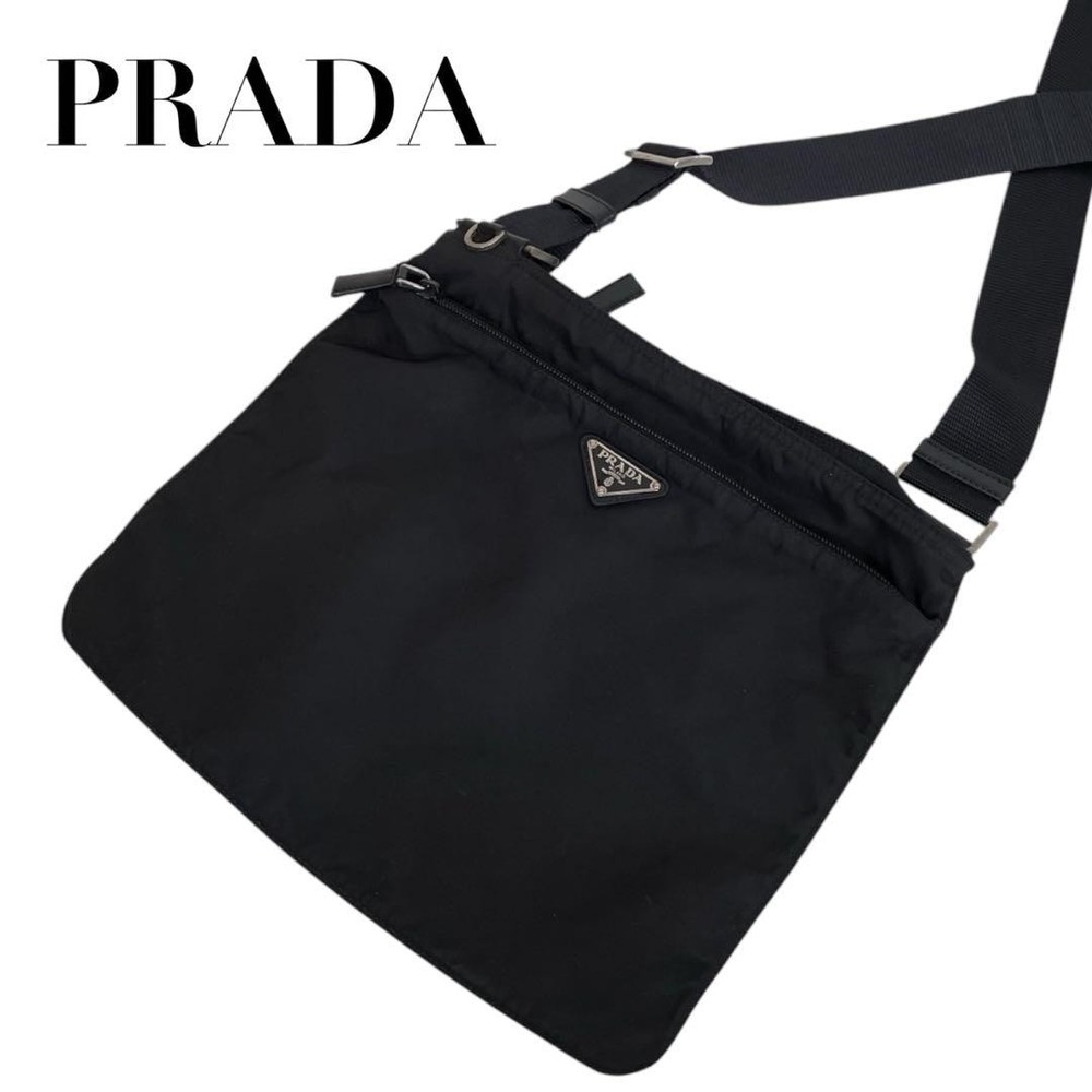 Prada Black Nylon Triangle Logo Crossbody Bag Excellent Condition