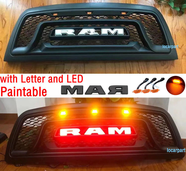 Honeycomb Grill For 2009 2010 11 2012 Dodge Ram 1500 Grill Grille w/Letter+LED