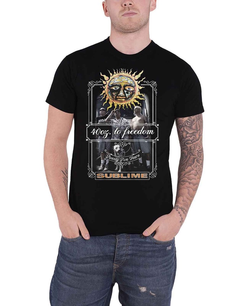 Sublime 25 Years 40 oz to Freedom Band Logo Mens Black T-Shirt