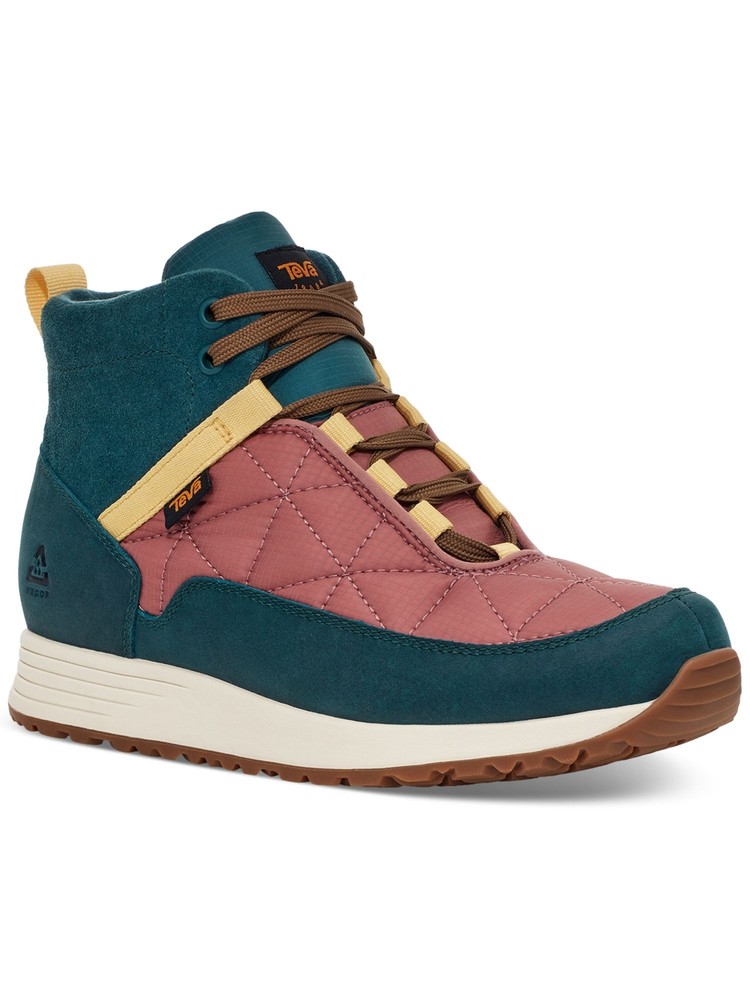 TEVA Womens Teal Antimicrobial Back Pull-Tab Reember Toe Wedge Hiking Boots 6