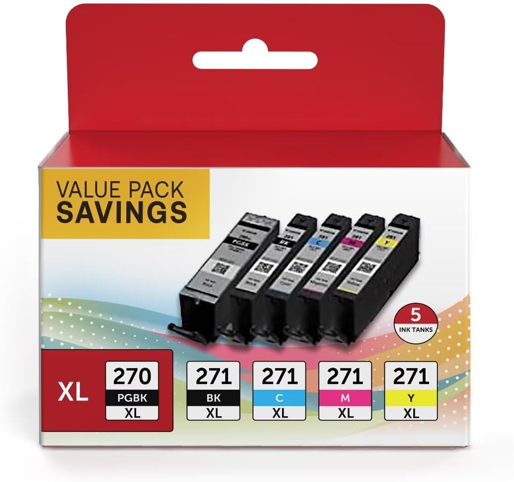 Canon PGI-270XL CLI-271XL 5-Pack High Yield Ink Cartridges Compatible with 270 271