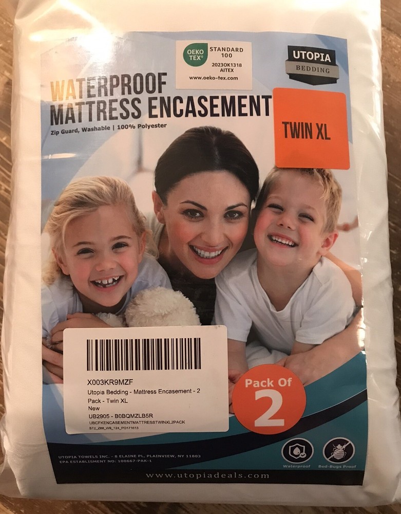 2 Pack Twin XL Waterproof Mattress Protector Encasement Bed Bug-Proof by Utopia