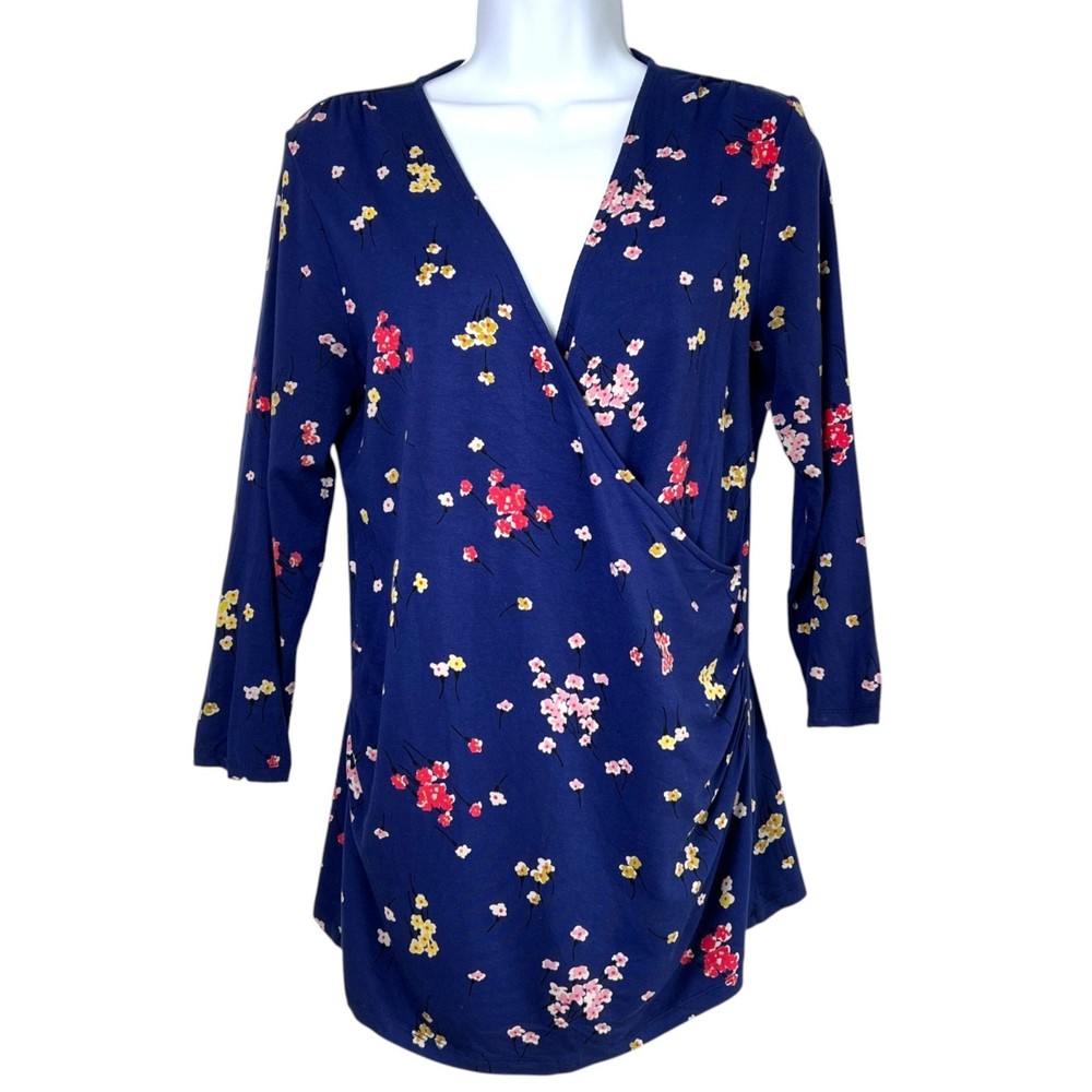 Boden Womens Faux Wrap Top Floral Size 12R Office Colorful Spring Versatile