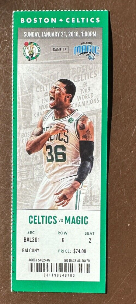 Boston Celtics 1/21/2018 NBA ticket stub vs Orlando Magic