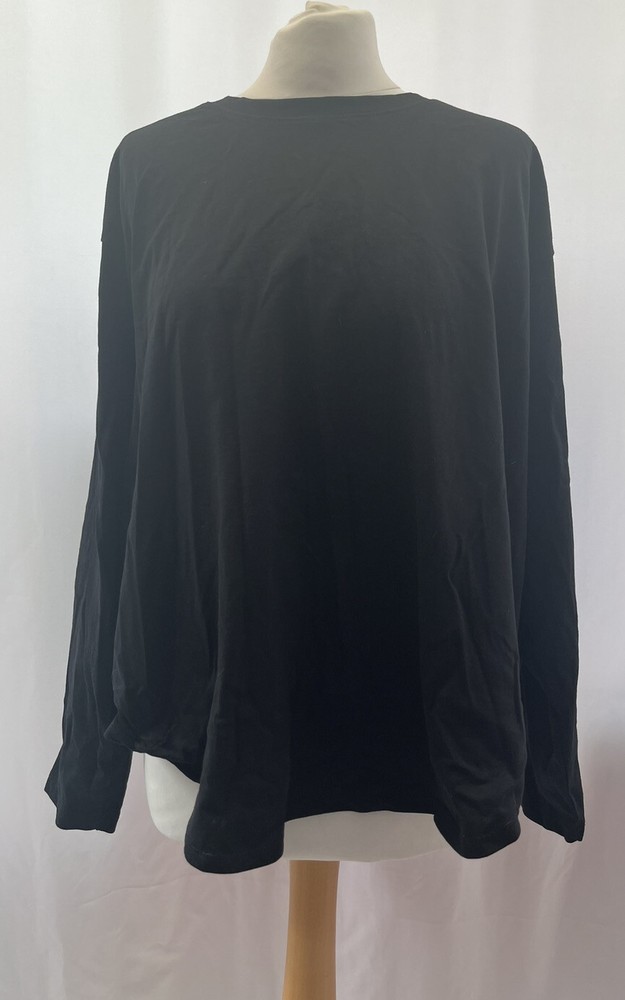 Black Viscose Knotted Back Long Sleeve Blouse One Size