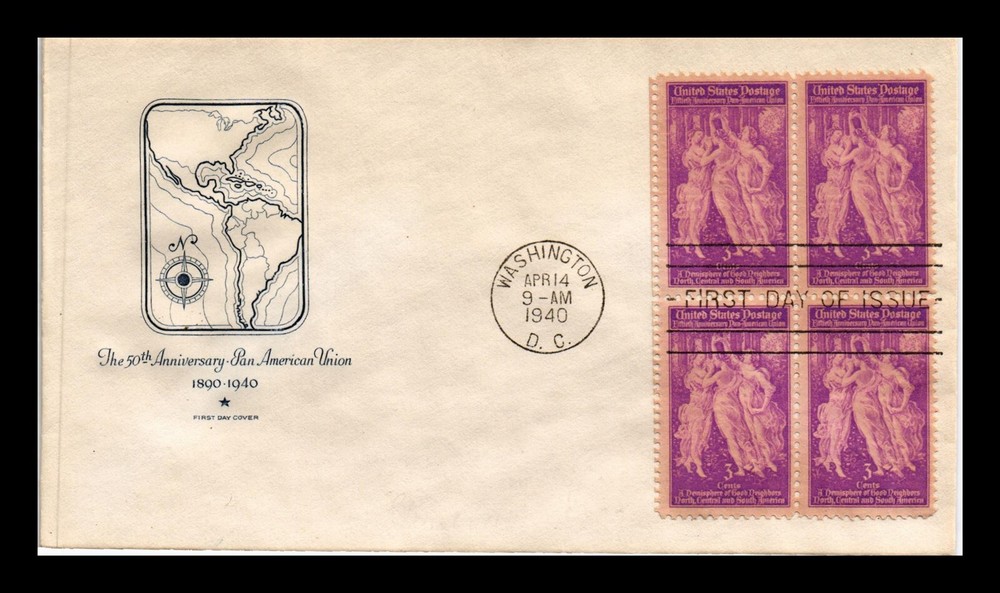 Rare DR Jim Stamps US Cover Pan American Union FDC Scott 895 Block 4 HF Cachet