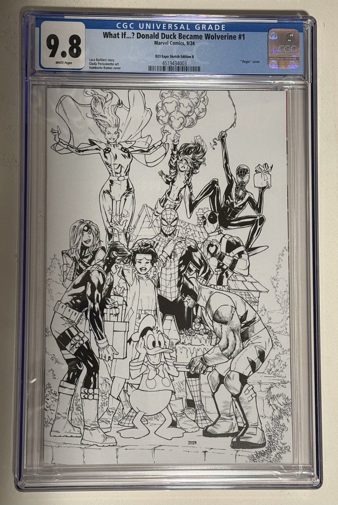 2024 D23 Marvel What If Donald Duck Became Wolverine B&W Variant B CGC 9.8 RARE!