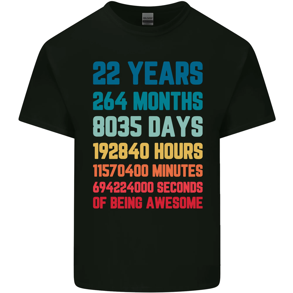 22nd Birthday 22 Year Old Mens Cotton T-Shirt Tee Top