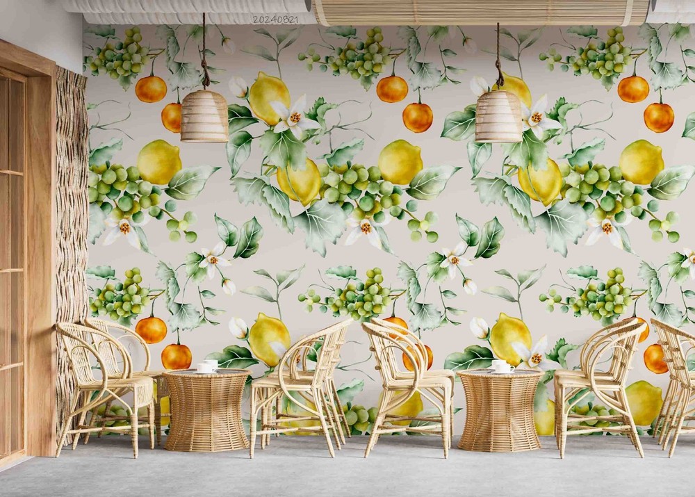 3D Fruit Flowers Leaves Pattern Wall Murals Wallpaper Murals Wall Sticker 2