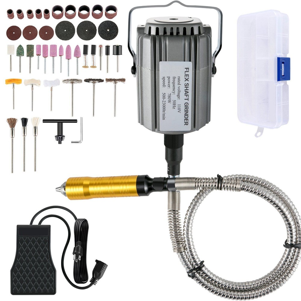 780W Flex Shaft Grinder Rotary Tool with 3-Jaw Chuck 500-23000RPM for Carving