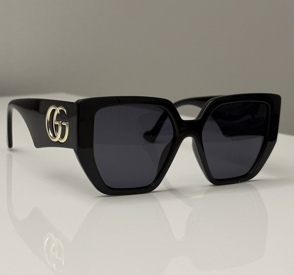 Gucci  Women Square Oversized Sunglasses Black Frame Grey Lenses