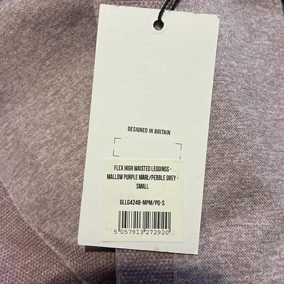 Gymshark Flex High Waisted Leggings - Mallow Purple Marl / Pebble Grey Size S