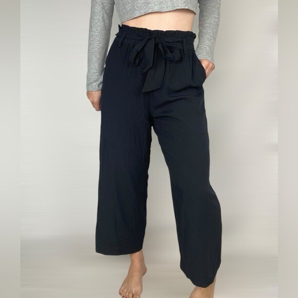 POINT SUR J CREW NWT Paperbag Tie High Waist Wide Leg Pants Lightweight Casual