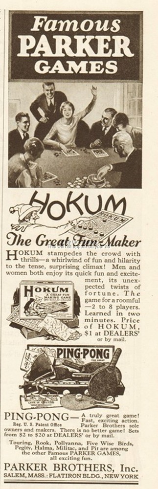 1927 Parker Brothers Hokum Ping Pong Vintage Board Game 1920s Ephemera