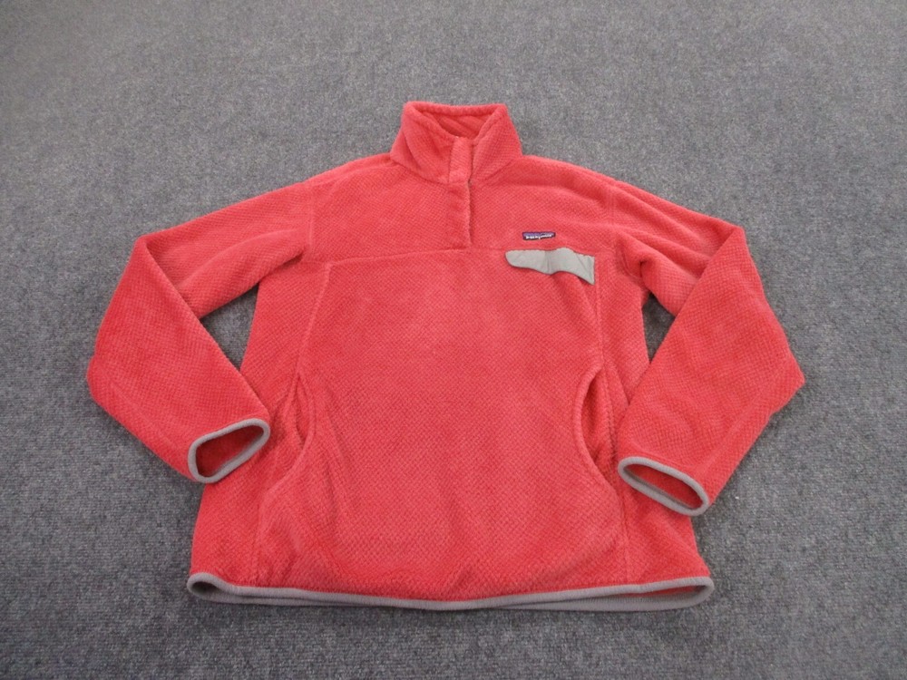 Patagonia Jacket Adult L Pink Snap T Fleece Fuzzy Sweater Outdoors Logo Womens