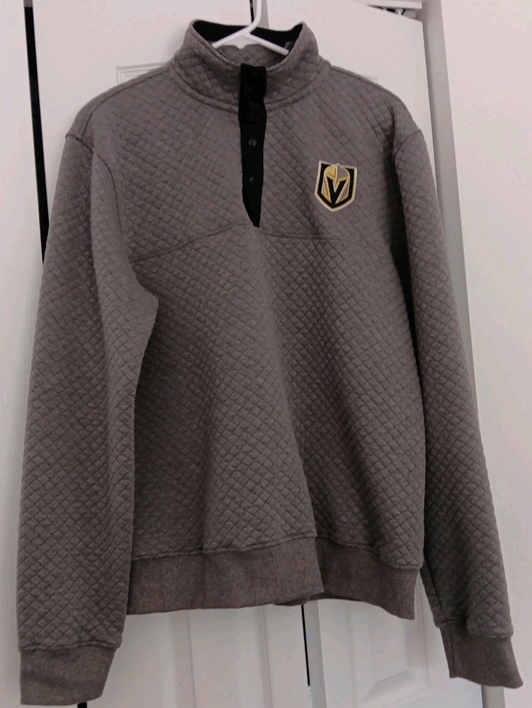 Men's Las Vegas Golden Knights Hockey Quilted Pullover Shirt XL Gray/Black Trim