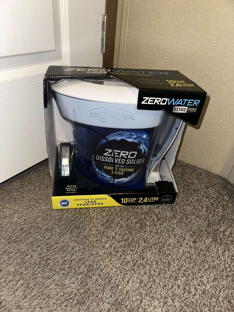ZeroWater 10 Cup Pitcher 5 Stage Advanced Filtration w/ Water Quality Meter NEW