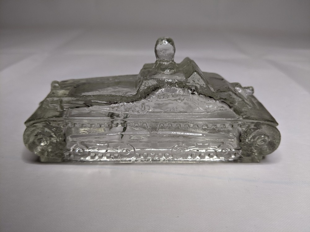 VTG VICTORY GLASS TOY CANDY CONTAINER ARMY TANK 1940's