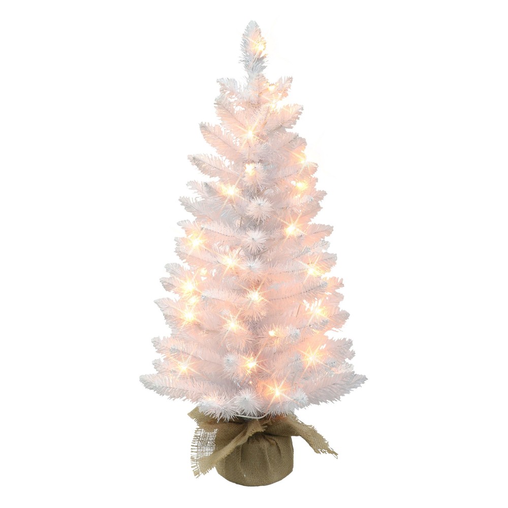 Puleo International 3ft Pre-Lit White Artificial Christmas Tree with Lights