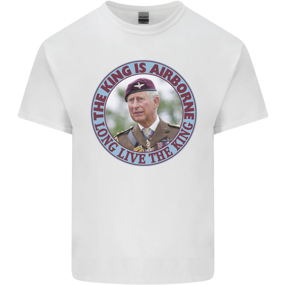 The King Is Airborne Charles Coronation Mens Cotton T-Shirt Tee Top
