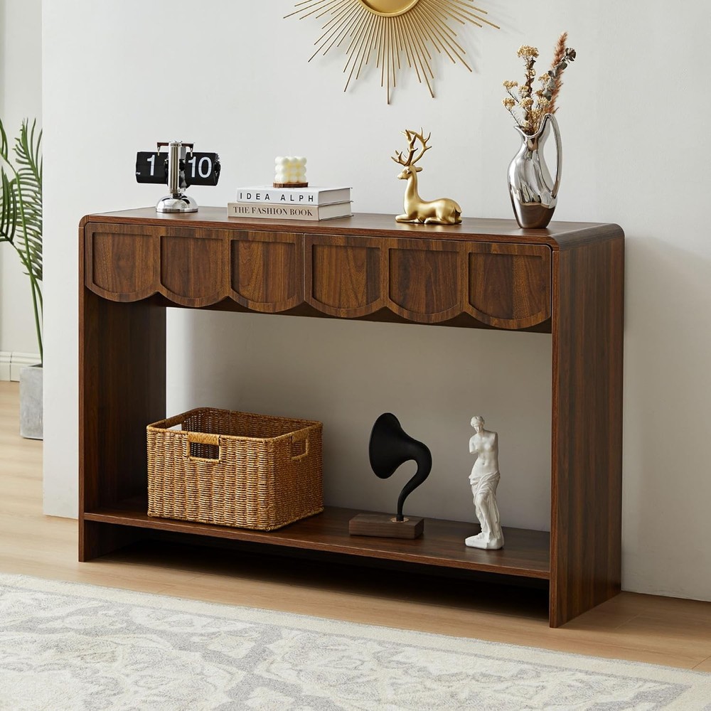 ORRD Console Table with Drawers, Mid-Century 43 Inches Narrow Entryway Tables w
