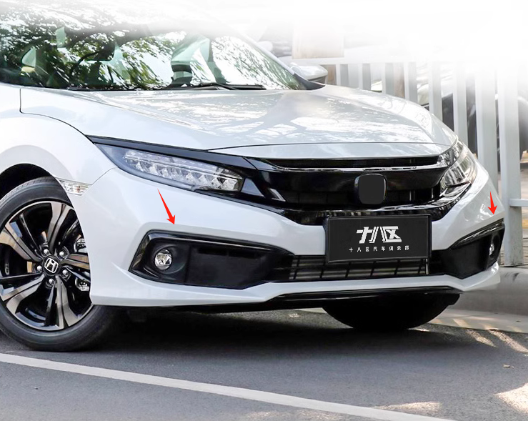 For 2019-2021 Honda Civic 2pcs Gloss Black Exterior front fog light Cover Trim