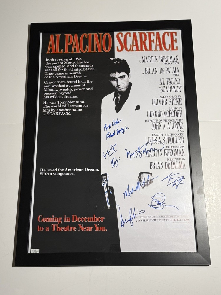 Scarface Cast Signed 36”x24” Movie Poster. Signed By 9 Cast Members w/COA!!