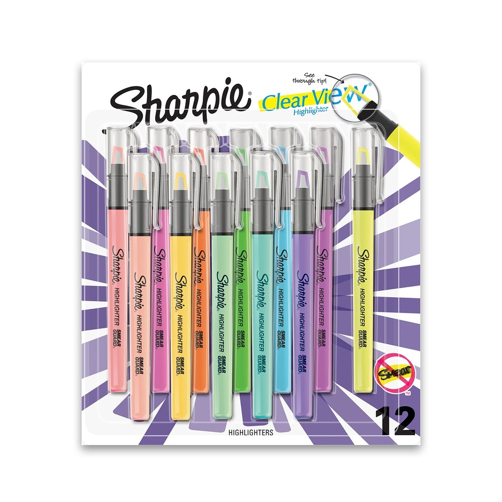 Sharpie Highlighter, Clear View Highlighter with See-Through Chisel Tip, Stic...