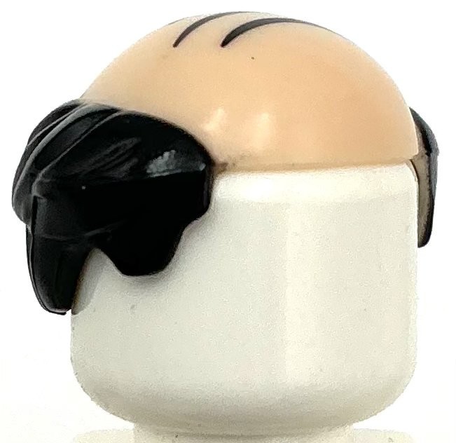 Lego New Minifigure Light Nougat Minifigure Hair Male Bald Top Black Short Part