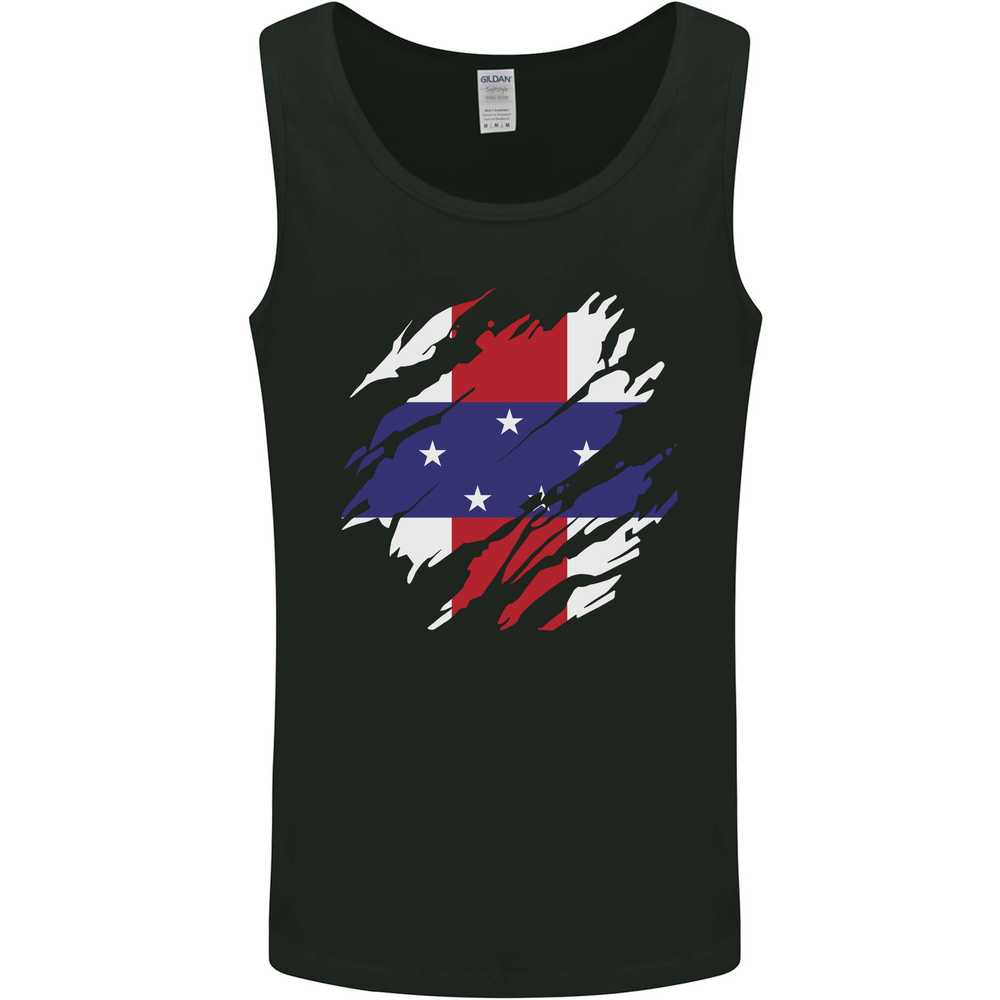 Torn Flag Netherlands Antilles Mens Vest Tank Top