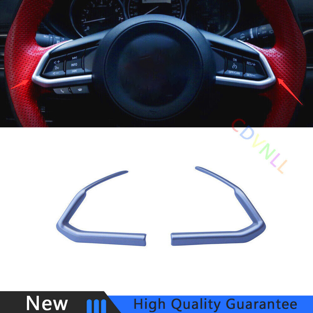 Fit For Mazda CX-5 2017-2021 Matte Silver Steering Wheel Switch Cover Trim 2PCS