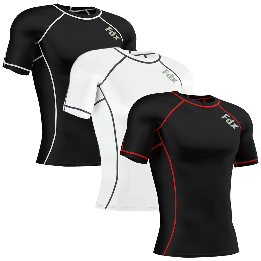 3pack Men T shirt Compression Armour Base Layer Top Half Sleeve Gym Sports Shirt