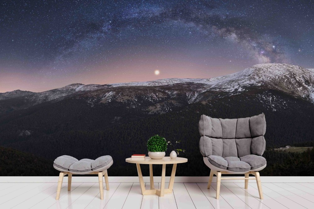 3D Mountain Starry Sky Night View Wall Murals Wallpaper Murals Wall Sticker