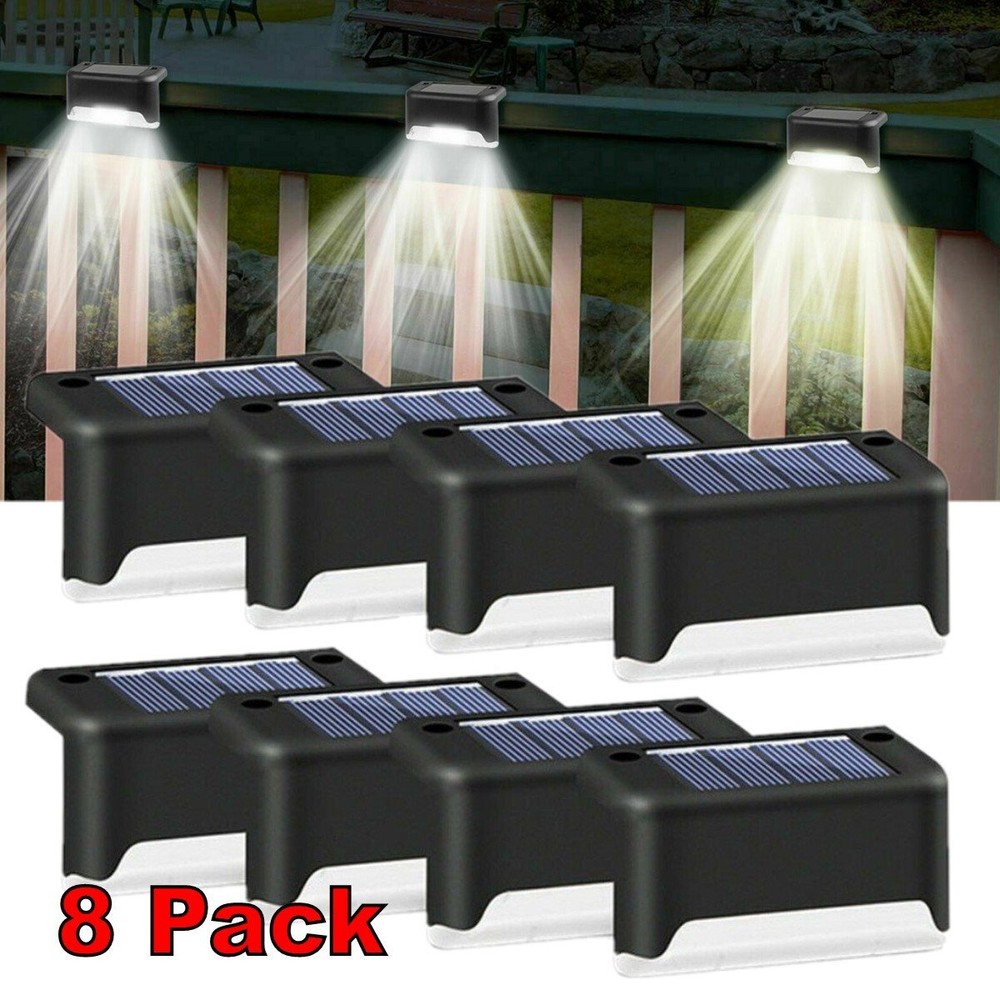 8X Solar LED Outdoor Deck Lights for Patio Stairs Railing Path Landscape Lighting