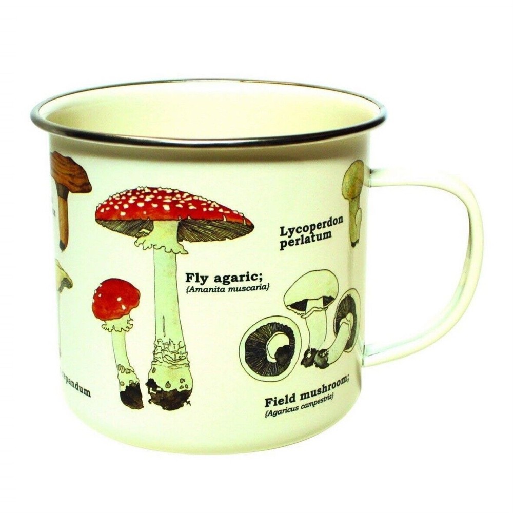 Mushroom-Themed Enamel Camping Mug for Coffee or Tea