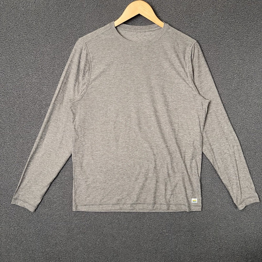 Vuori Men's Strato Tech Long Sleeve Tee - Butter Soft Gray - Size Medium