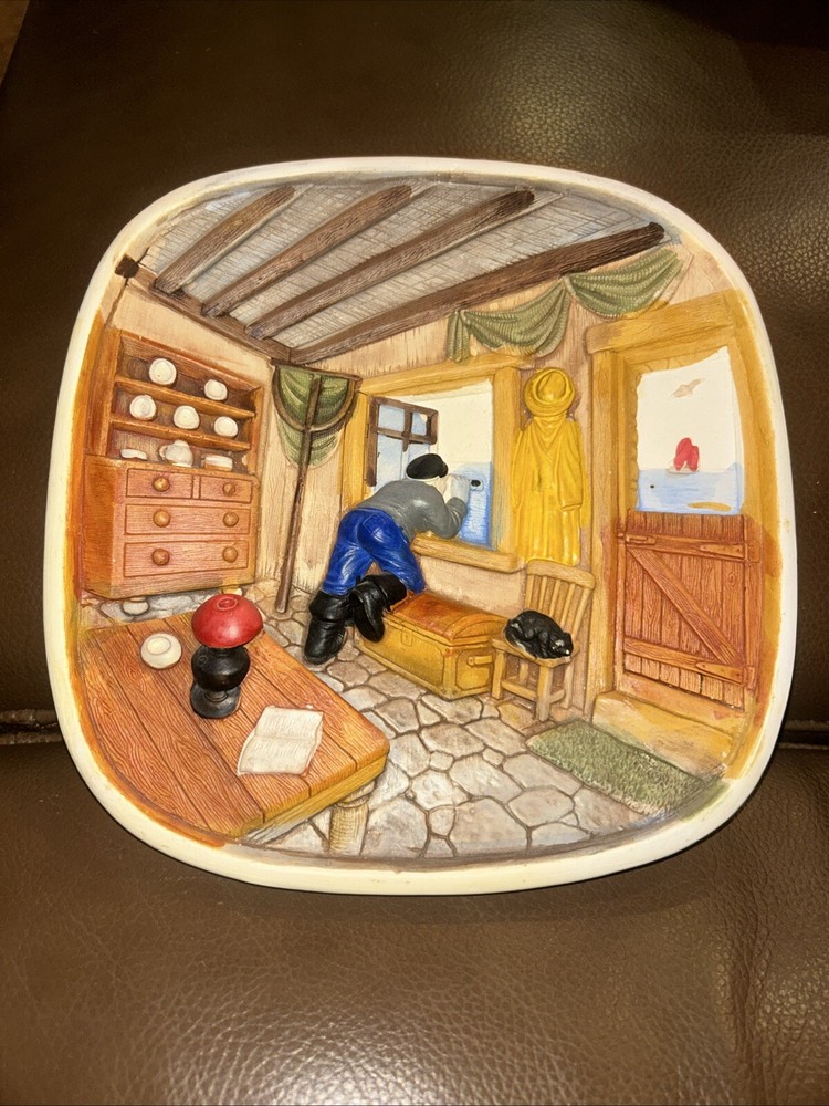 Vtg A LEGEND PRODUCT Decorative 3D RCHALKWARE WALL PLAQUE Sea Lighthouse England