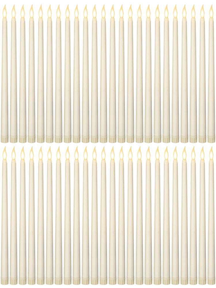 48 Pcs 11 Inch Flameless LED Taper Candles with Realistic Flickering Effect Battery Operated